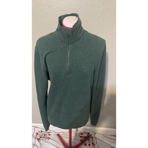 Burberry Brit Men's Green Half Zip Sweater Small 100% Cotton Logo Pullover